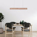 Lampadario LED sospeso 10W in legno con plafoniera moderna 3000K, perfetto per sala da pranzo con arredo scandinavo.