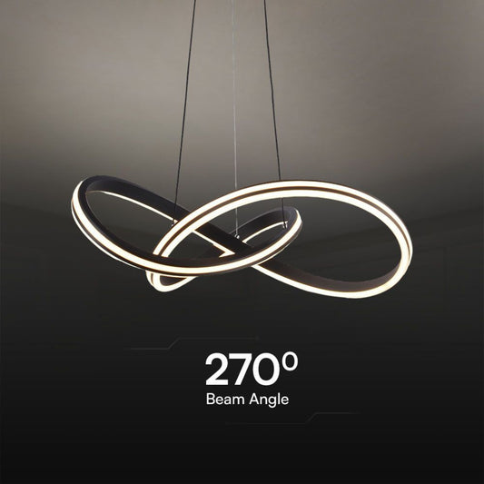 Lampadario LED moderno 40W nero con luce CCT 3in1 e angolo di fascio a 270°, ideale per ambienti interni moderni