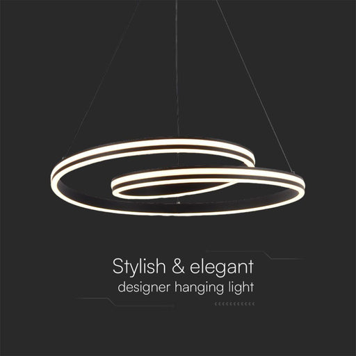 Lampadario LED moderno 40W nero con luce CCT 3in1, stile elegante e sospensione di design per ambienti contemporanei.