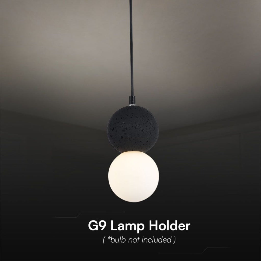 Supporto lampada G9 nero con sfera LED bianca e nera, altezza 1200mm, diametro 100mm, design contemporaneo, non include lampadina.