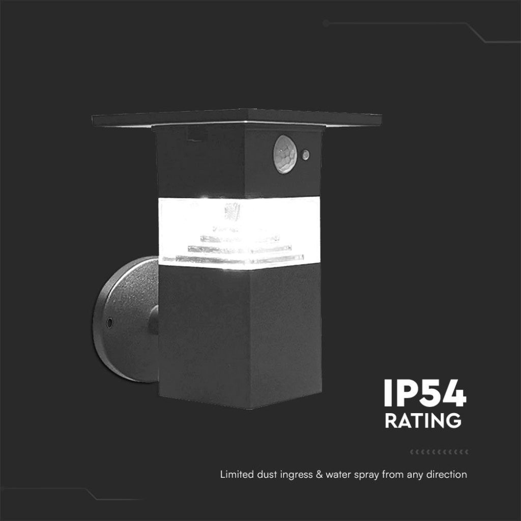 Lampada LED Solare da Giardino 3W con Sensore PIR 3000K IP54 con protezione IP54 contro polvere e spruzzi d'acqua, perfetta per uso esterno.