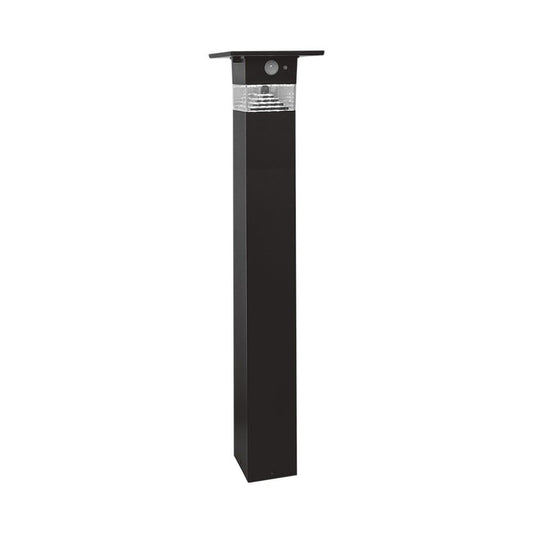 Piantana Solare LED da Giardino 3W con Sensore PIR 3000K IP54 nera, design moderno per illuminazione da esterno in alluminio resistente.