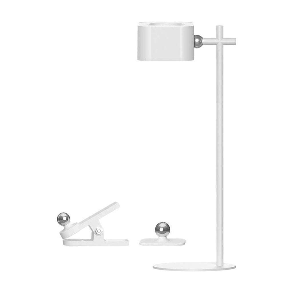 Lampada da tavolo LED bianca ricaricabile USB-C con design magnetico, materiale ABS e metallo, ideale per scrivanie e ambienti domestici