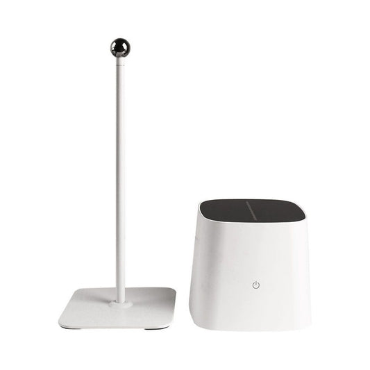 Set di lampada LED da interno con base e asta in bianco, lampada da tavolo magnetica con sfera nera, stile minimalista, SKU: 23412