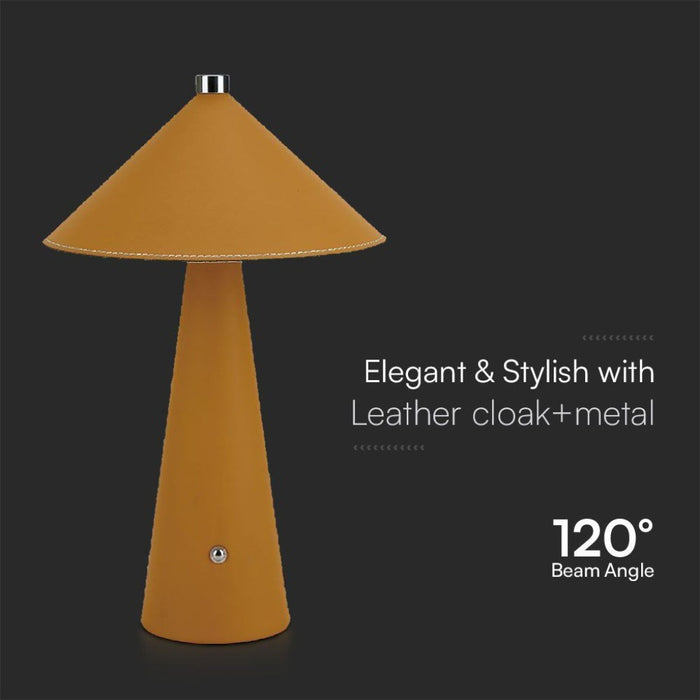 Lampada LED da Tavolo 3W Ricaricabile Touch USB‑C Gialla in Pelle