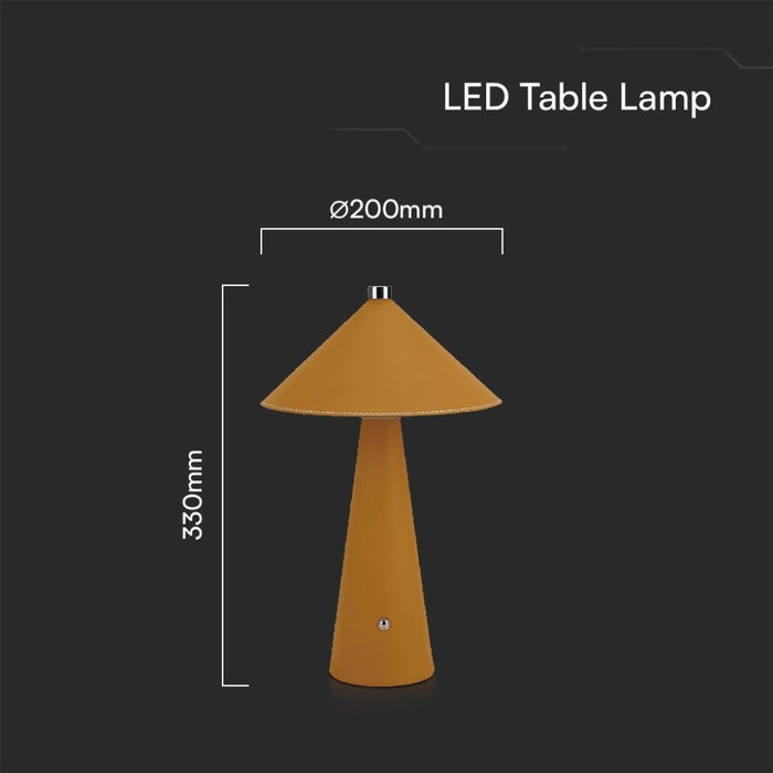 Lampada LED da Tavolo 3W Ricaricabile Touch USB‑C Gialla in Pelle