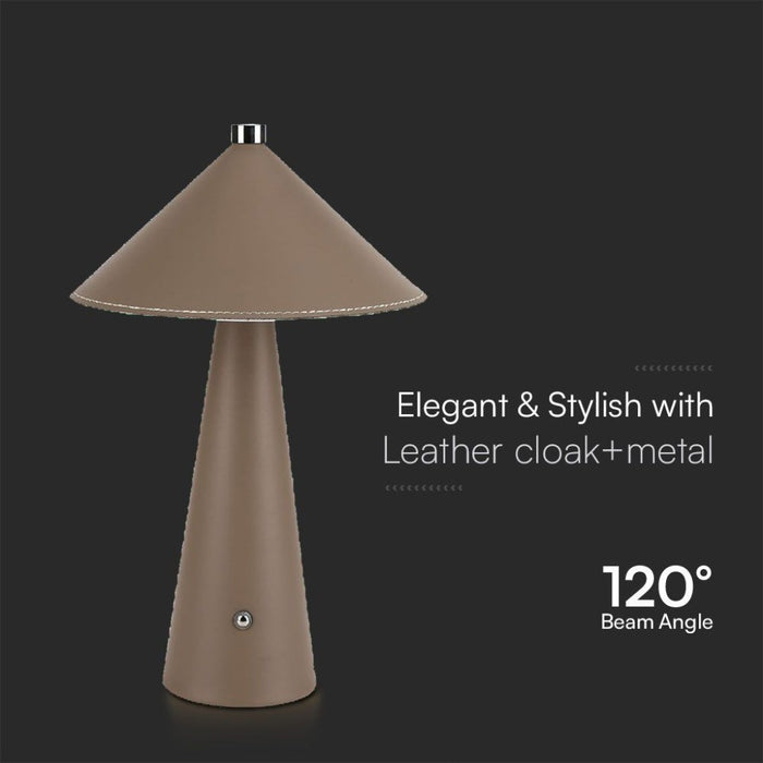 Lampada LED da Tavolo 3W Ricaricabile USB‑C Marrone Touch