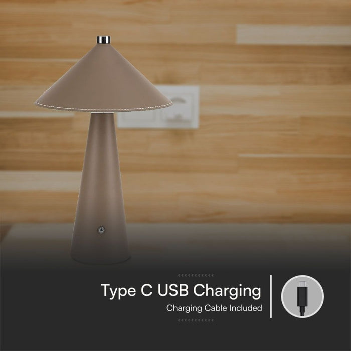 Lampada LED da Tavolo 3W Ricaricabile USB‑C Marrone Touch