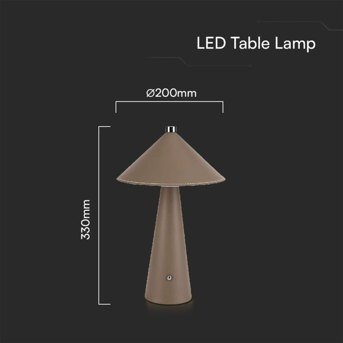 Lampada LED da Tavolo 3W Ricaricabile USB‑C Marrone Touch