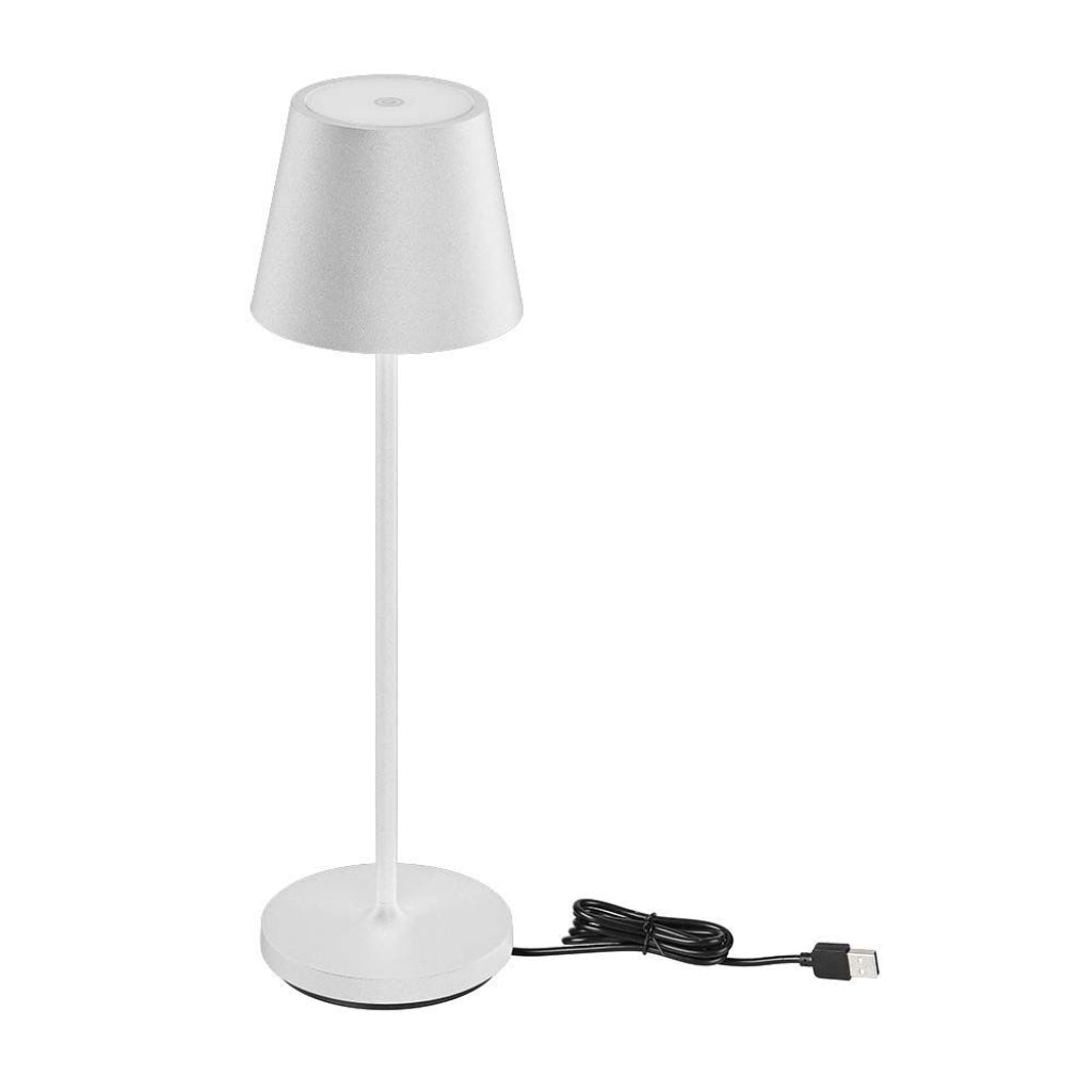 Lampada LED da Tavolo 15W Bianca VT-7997 con base di ricarica wireless e design moderno in alluminio, ideale per scrivanie e comodini.
