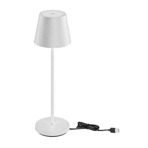 Lampada LED da Tavolo 15W Bianca VT-7997 con base di ricarica wireless e design moderno in alluminio, ideale per scrivanie e comodini.