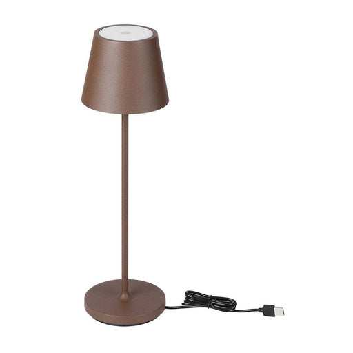Lampada LED da Tavolo 15W Corten VT-7997 con design moderno, ricarica wireless e dimmer touch per illuminazione da scrivania elegante.