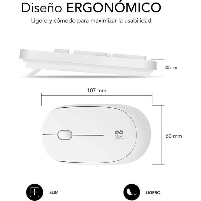 Subblim Combo Business Slim - Tastiera e Mouse Wireless - Ergonomia e Silenziosità - 2.4G - Colore Bianco