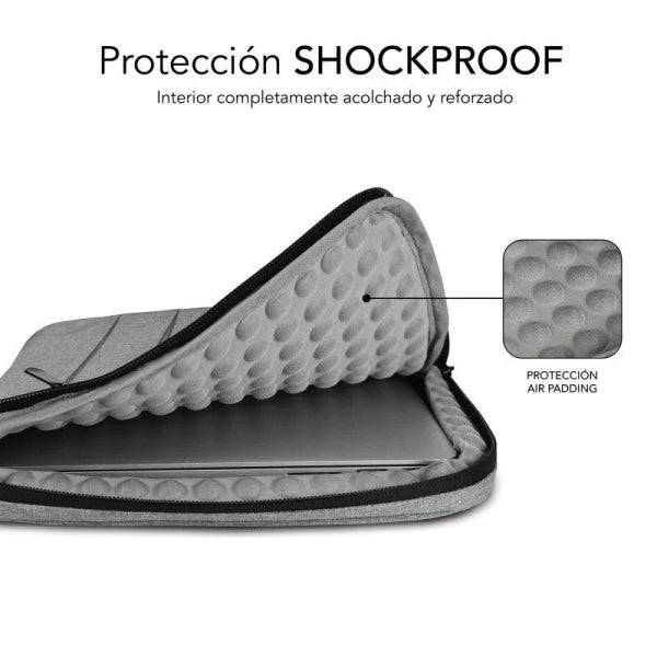 Subblim Custodia Air Padding 360 - 380x275x30 mm - Protezione 360° con Air Padding - Tasche Molteplici - Resistente e Duratura - Colore Grigio