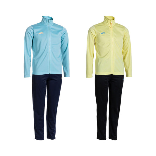 Tuta sportiva da bambino Joma con felpa con zip azzurra, pantaloni lunghi blu, tessuto leggero e traspirante, ideale per attività sportive
