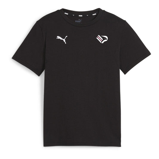 T-shirt Puma Palermo F.C. in cotone nero con logo ufficiale e dettagli sportivi, taglio classico, ideale per tifosi e stile casual - SKU: 4069159061177