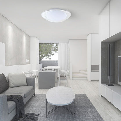 Plafoniera LED rotonda bianca da 60W con telecomando, design moderno per illuminazione interna, diametro 550mm, ideale per soggiorno.