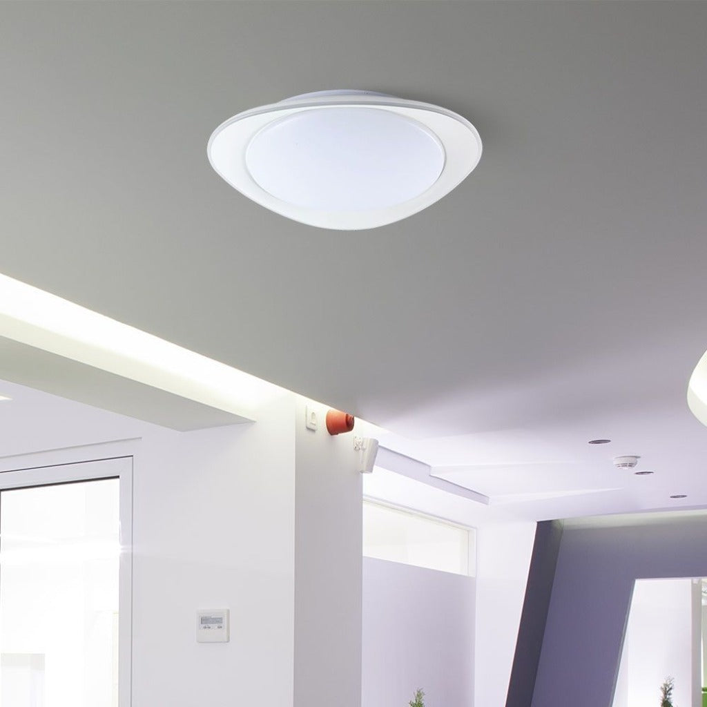 Plafoniera LED rotonda da 60W con telecomando, luce bianca calda e fredda, design moderno, installazione a soffitto, ideale per ambienti domestici