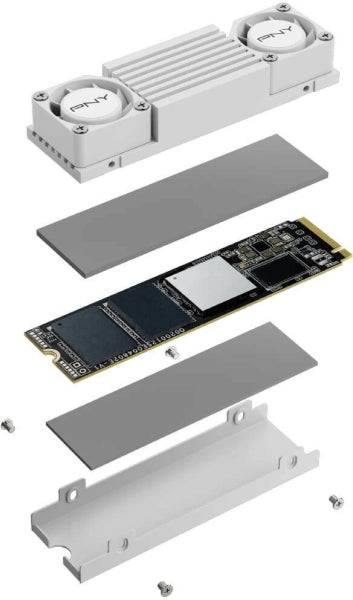 PNY CS3150 Disco Duro Solido SSD M2 2TB NVMe PCIe Gen5 x4 con Disipador Termico - Colore Bianco