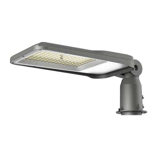 Armatura Stradale LED 50W 6500K IP65 Chip Samsung grigia con design moderno e sottile, ideale per illuminazione urbana efficiente.