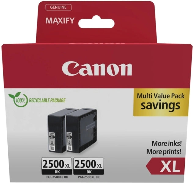 Canon PGI-2500XL Multipack 2 Cartucce d'Inchiostro Originali Nero - 9254B011
