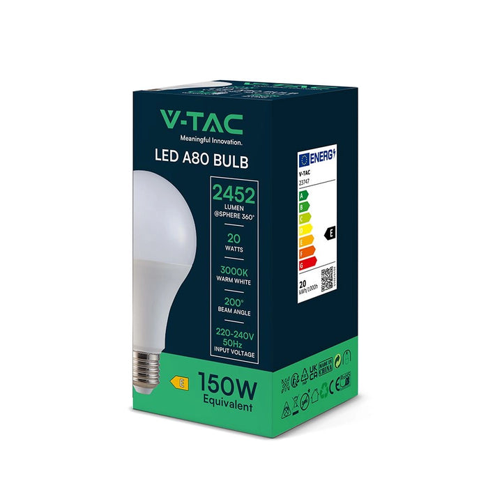 Lampadina LED E27 20W A80 120 lm/W 3000K Bianco Caldo