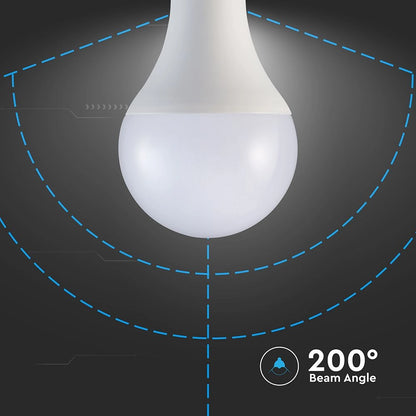Lampadina LED V-TAC A80 con angolo di emissione di 200°, ideale per un'illuminazione ampia e uniforme in ambienti interni.