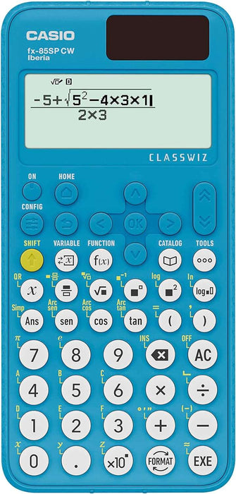 Casio Iberia Classwiz FX-85SP Calcolatrice Scientifica Display LCD 12 Cifre - Tabella Valori, Semplificazione Frazioni, Divisione Intera ecc... - Custodia Protettiva - Colore Azzurro