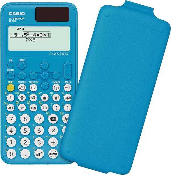 Casio Iberia Classwiz FX-85SP Calcolatrice Scientifica Display LCD 12 Cifre - Tabella Valori, Semplificazione Frazioni, Divisione Intera ecc... - Custodia Protettiva - Colore Azzurro