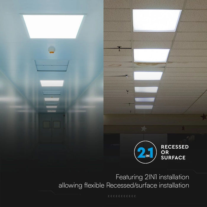 Pannello LED 36W 600×600 mm 2in1 da Incasso o Plafone 6500K