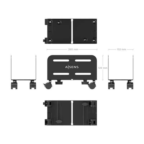 Aisens Supporto Metallico Regolabile da Pavimento per CPU - Colore Nero