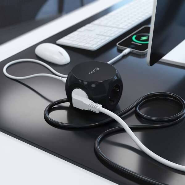 Aisens Ciabatta Multifunzione da Scrivania 3 Prese + 2xUSB-C - 2xUSB-A - 1.4m - Colore Nero