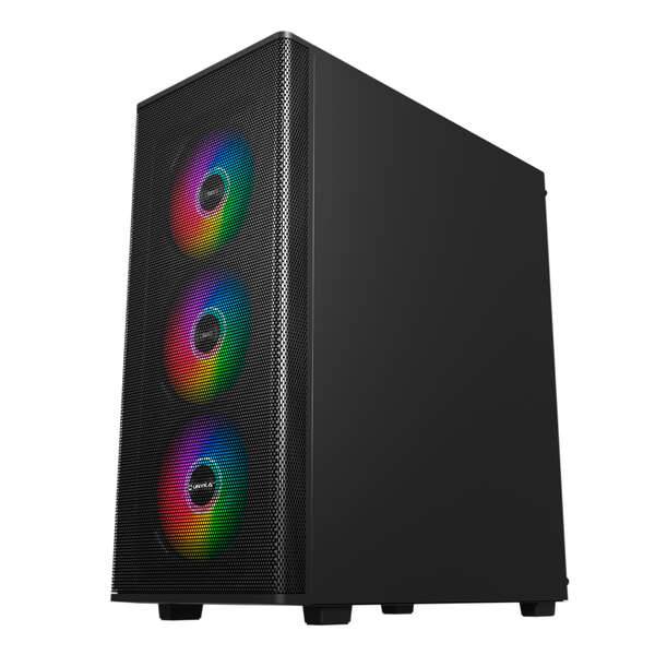 Unykach MIR 100 Case Gaming ATX, Micro ATX, ITX - Laterale Vetro Temperato - USB-A 2.0, 3.0 e Audio - 4 Ventilatori 120mm ARGB Installati - Supporta Raffreddamento Liquido