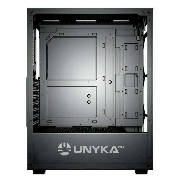 Unykach MIR 100 Case Gaming ATX, Micro ATX, ITX - Laterale Vetro Temperato - USB-A 2.0, 3.0 e Audio - 4 Ventilatori 120mm ARGB Installati - Supporta Raffreddamento Liquido