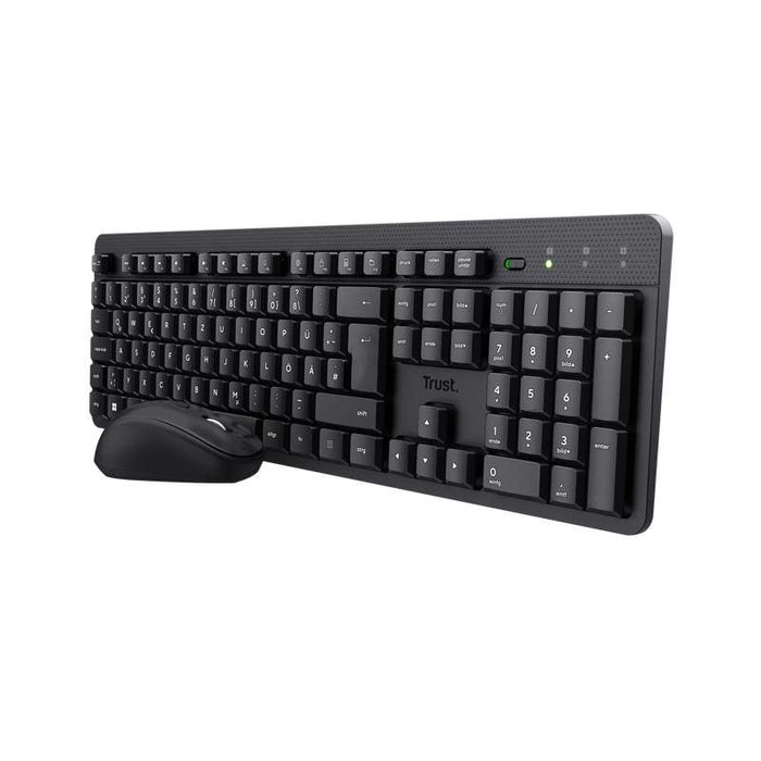 Trust TKM-360 Pack Tastiera e Mouse Wireless Silenziosi - 1600dpi - 13 Tasti Multimediali - Colore Nero