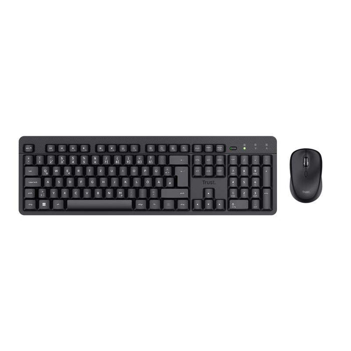 Trust TKM-360 Pack Tastiera e Mouse Wireless Silenziosi - 1600dpi - 13 Tasti Multimediali - Colore Nero