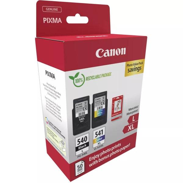 Canon PG540L Nero + CL541XL Colore Confezione 2 Cartucce d'Inchiostro Originali + 50 Fogli Carta Fotografica - 5224B012/5224B007/5224B005/5222B013/5222B014
