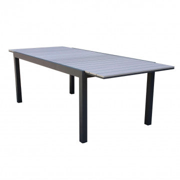 Pental Table 180/240 x 100 - Table d'extérieur extensible avec structure en aluminium et plateau en polywood