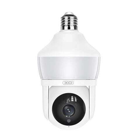 XO Videocamera di Sicurezza WiFi 3mpx - Rilevamento Movimento 0-12m - Visione Notturna - Intercomunicante Bidirezionale - Registrazione in Loop - Rotazione 355° - Supporta MicroSD 128Gb - Colore Bianco