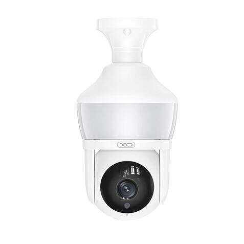 XO Videocamera di Sicurezza WiFi 3mpx - Rilevamento Movimento 0-12m - Visione Notturna - Intercomunicante Bidirezionale - Registrazione in Loop - Rotazione 355° - Supporta MicroSD 128Gb - Colore Bianco