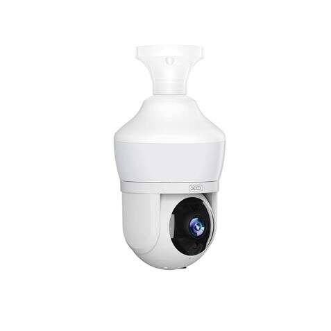 XO Videocamera di Sicurezza WiFi 3mpx - Rilevamento Movimento 0-12m - Visione Notturna - Intercomunicante Bidirezionale - Registrazione in Loop - Rotazione 355° - Supporta MicroSD 128Gb - Colore Bianco