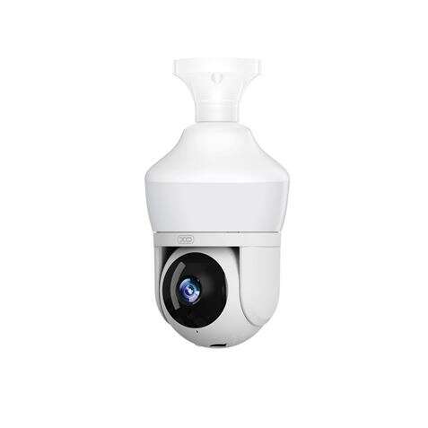 XO Videocamera di Sicurezza WiFi 3mpx - Rilevamento Movimento 0-12m - Visione Notturna - Intercomunicante Bidirezionale - Registrazione in Loop - Rotazione 355° - Supporta MicroSD 128Gb - Colore Bianco