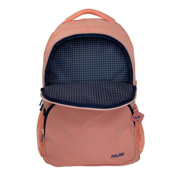 Milan Serie 1918 Zaino Scolastico 25L - 3 Tasche Frontali + 2 Tasche Laterali - Maniglie Regolabili e Imbottite - Misura 46,5x30x17cm