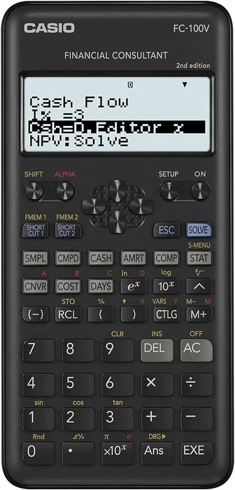 Casio FC-100V-2 Calcolatrice Finanziaria - Display a 4 Righe - Visualizzazione di Più Parametri Contemporaneamente - Tasti di Accesso Diretto - Alimentazione a Batterie