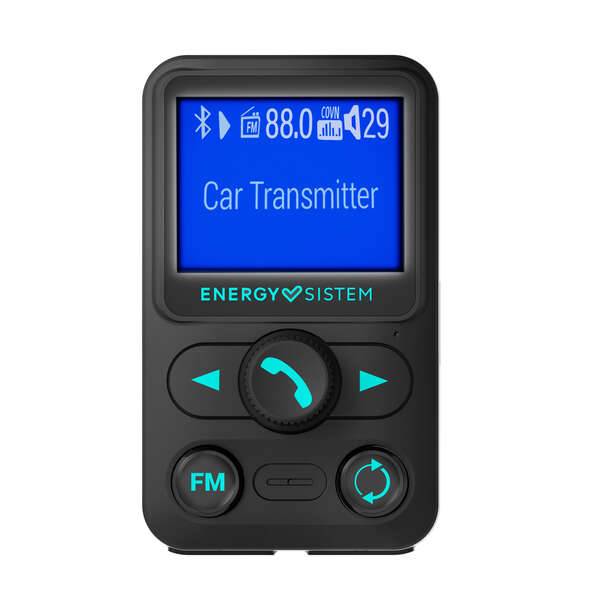 Energy Sistem Trasmettitore Auto FM XTRA - LCD 1.4" - Bluetooth - MicroSD - USB MP3 - Assistente Vocale - Colore Nero