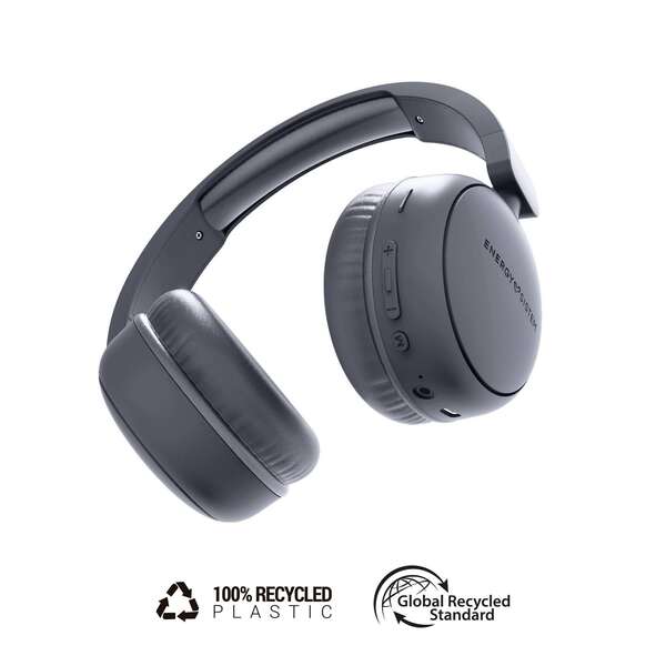 Energy Sistem Auricolari Bluetooth con Radio FM - Plastica 100% Riciclata - Lettore MP3 e MicroSD - Tecnologia Bluetooth - Colore Grigio
