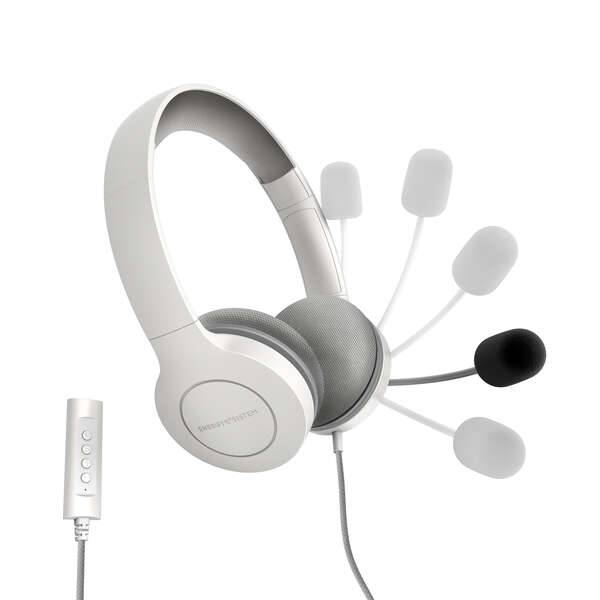 Energy Sistem Cuffie Office 3 - USB e Jack 3.5mm - Controllo Volume e Muto - Microfono Retrattile - Colore Bianco