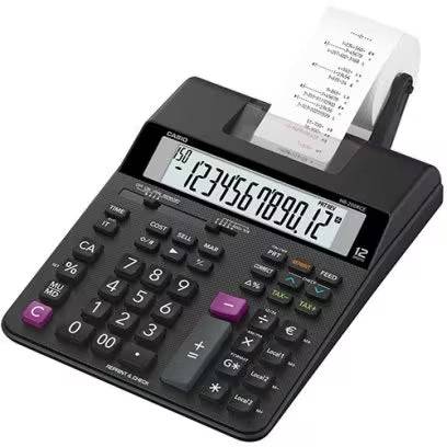 Casio HR-200RCE Calcolatrice Stampante da Tavolo 12 Cifre - Stampa a 2 Colori - Funzione di Ristampa/Stampa Posteriore