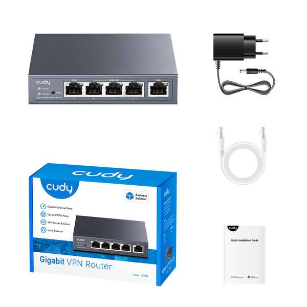 Cudy R700 Router VPN WiFi AC1200 - 1 Porta WAN Gigabit - 3 Porte WAN/LAN Gigabit - 1 Porta LAN Gigabit