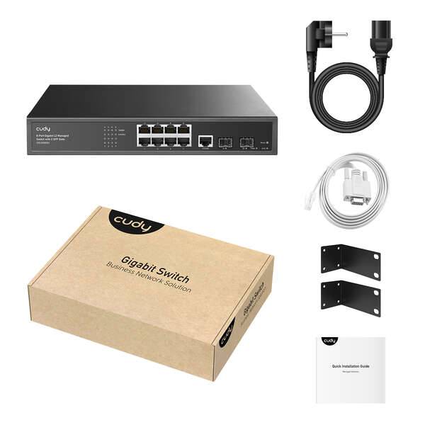 Cudy GS2008S2 Switch Administrado L2 Gigabit de 8 Puertos con 2 Puertos Gigabit SFP